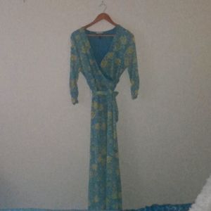 Allison Brittney multi floral faux wrap dress